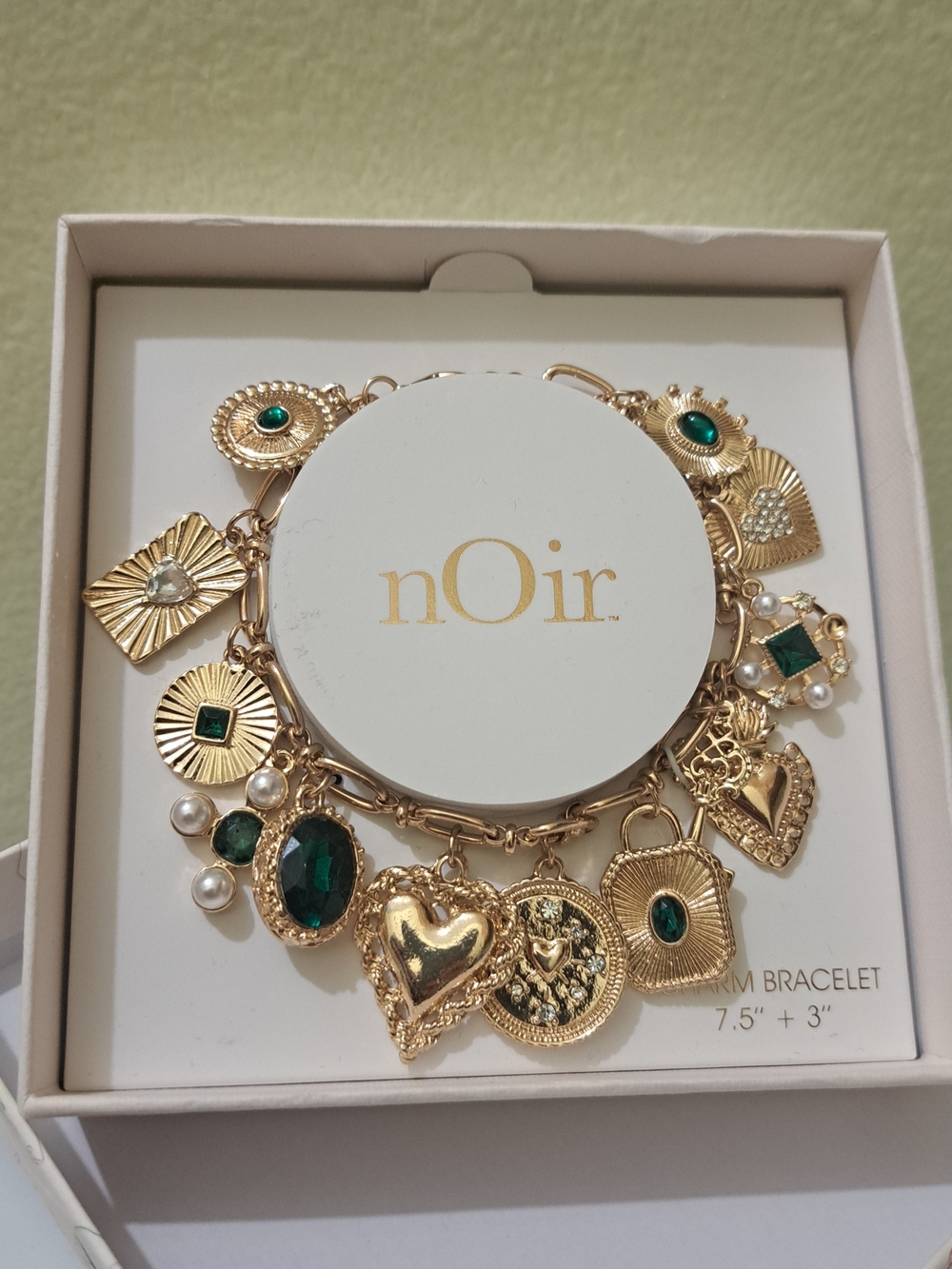 nOir Charm Bracelet with Emerald Green Accents